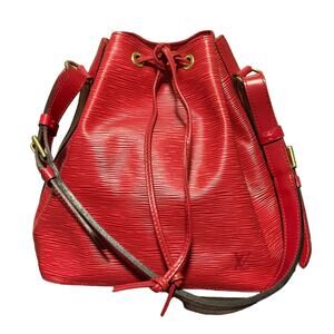 Vintage LOUIS VUITTON EPI LEATHER NOE PM Red Bucket Drawstring Shoulder Bag